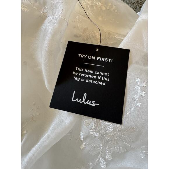 NWT Lulus Aero White Embroidered Tie Strap A Line Midi Dress Size Large - Picture 11 of 12